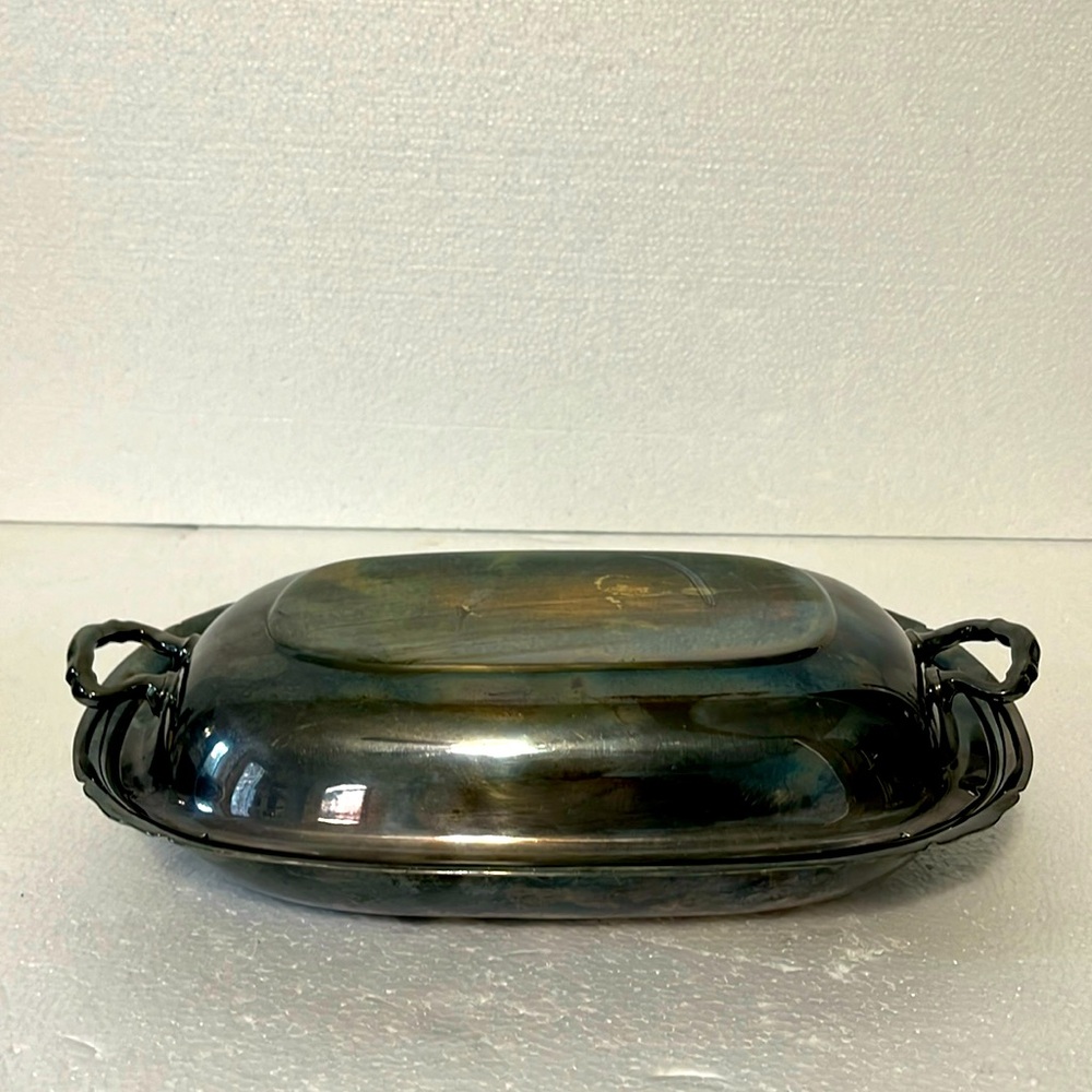 Vintage Reed & Barton Silver plate, Mayflower Oblong Serving Tray with Lid #5001